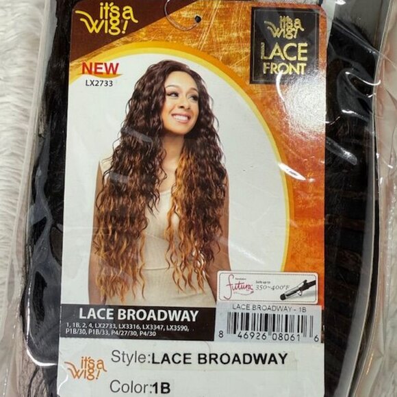 It's A Wig Broadway 30" Lace Front Wavy Color 1B Synthetic Wig - Picture 14 of 16